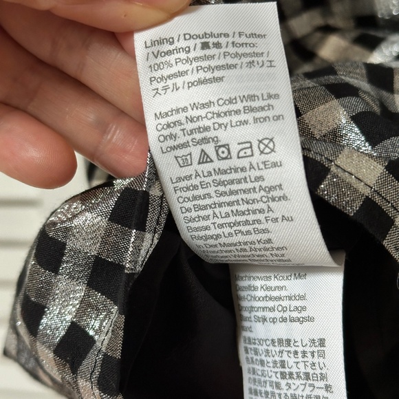 Beautiful J. Crew Metallic Cotton Gingham Check Short Sleeve Blouse Small - Picture 8 of 11